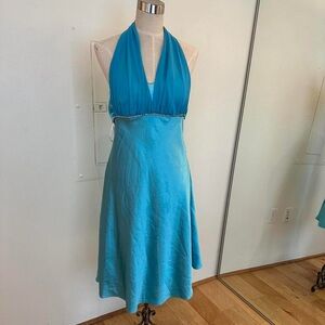 Chic Turquoise Halter Midi Dress